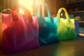 set of color eco-friendly shopping bags. A variety of colorful reusable bags