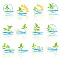 Set of color ecology logo. Color bio ecology sign.