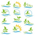 Set of color ecology logo. Color bio ecology sign.