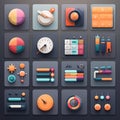 Set of color flat design vector icons for web and mobile applications Royalty Free Stock Photo