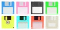 Set of color floppy disk isolated on white Royalty Free Stock Photo