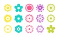 Set of color Flowers icons. Greeting cards. Stickers and labels. Mothers Day, Womens day