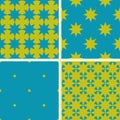 Set of 4 color geometric seamless pattern with Christmas stars. Royalty Free Stock Photo