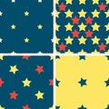 Set color geometric seamless pattern with five-pointed stars Royalty Free Stock Photo