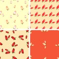 Set of 4 color geometric seamless pattern with flowers rose Royalty Free Stock Photo