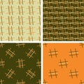 Set of 4 color geometric seamless pattern with linear ornament. Royalty Free Stock Photo