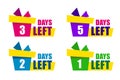 Set color gift box with text days left. Modern Web Banner Element