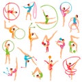 Set Of Color Gymnast Girl Figures