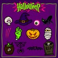 Set of color halloween icons