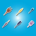 Set of color icons with different power cord plug Royalty Free Stock Photo