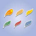 Set of color icons with feathers