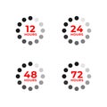 Set color icons of 12, 24, 48, 72 hours Royalty Free Stock Photo