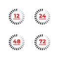 Set color icons of 12, 24, 48, 72 hours Royalty Free Stock Photo