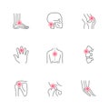 Set color icons of joint pain