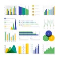 Set of color infographic elements. Vector diagrams and graphs, statistics of data.