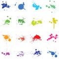 Set of color ink paint splat Royalty Free Stock Photo