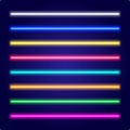 Set of color laser beams. Neon tube light. Vector.