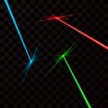 Set of color laser beams. Vector illustration isolated on transparent background