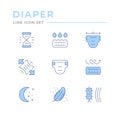 Set color line icons of diaper