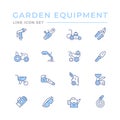 Set color line icons of garden equipment