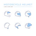 Set color line icons of motorcycle helmet Royalty Free Stock Photo