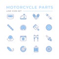 Set color line icons of motorcycle parts Royalty Free Stock Photo