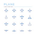 Set color line icons of plane