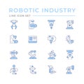Set color line icons of robotic industry Royalty Free Stock Photo