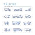 Set color line icons of trucks Royalty Free Stock Photo