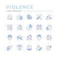 Set color line icons of violence