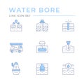 Set color line icons of water bore