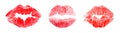 Set with color lipstick kiss marks on white background Royalty Free Stock Photo