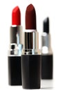 Set of color lipsticks. Red lipstick, black lipstick, wine lipst