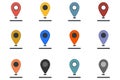 Set of color location icons, location marker on the map. Element for application website user interface design. Royalty Free Stock Photo