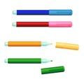 Set of color markers fineliner felt-tip pens with covers Royalty Free Stock Photo