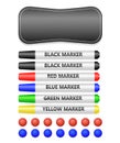 Set of color markers, magnets and sponge-eraser for schools, meetings, conferences and business.