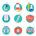 Set of color medical icons