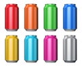 Set of color metal drink cans