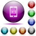 Mobile newsfeed glass sphere buttons