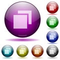 Overlapping elements glass sphere buttons