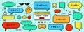 Pixel dialogue boxes, speech bubbles, buttons, message frames and retro game icons