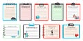Set of color planners and to-do list with illustrations of travel items. Templates for agendas, schedules, planners