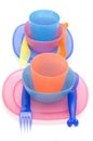 Set of Color plastic ware Royalty Free Stock Photo