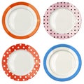 Set of color plates with polka dot pattern isolated