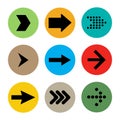 Set of color pointer, arrow signs. Vector illustration Royalty Free Stock Photo