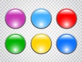 Set of color round buttons on transparent background. Web 3d buttons. Vector illustration Royalty Free Stock Photo