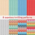 Set with color seamless knitted patterns Royalty Free Stock Photo