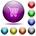 Shopping cart glass sphere buttons Royalty Free Stock Photo