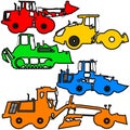 Set color silhouettes road construction equipment. Vector illustration Royalty Free Stock Photo