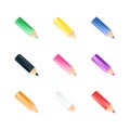 Set of color small pencils. Realistic style. Colorful bright icons Royalty Free Stock Photo